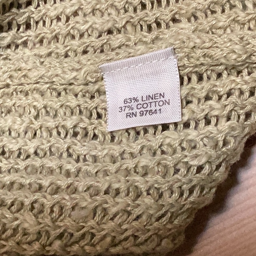 JJill Green Linen Cotton Blend Open Weave Chartreuse Pea Green‎ Hooded Sweater - Picture 8 of 9